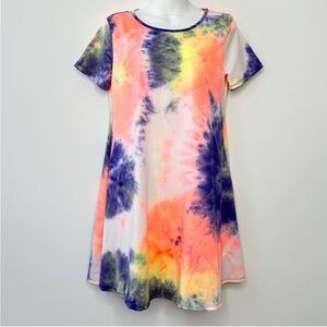 HEIMISH USA Tie Dye Skater Dress Size Small Colorful
